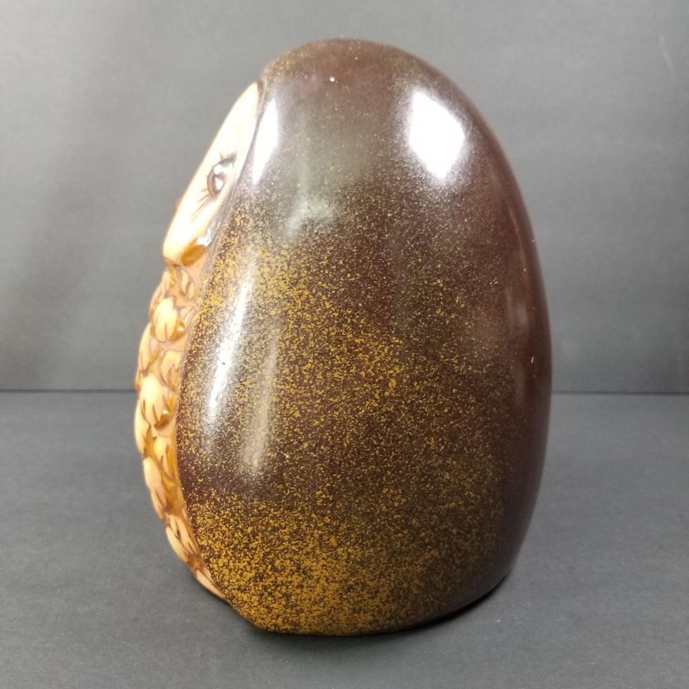Vintage Mid Century Style Large Ceramic Owl Figurine Brown Glazed 8 Inch Decor - Picture 5 of 9